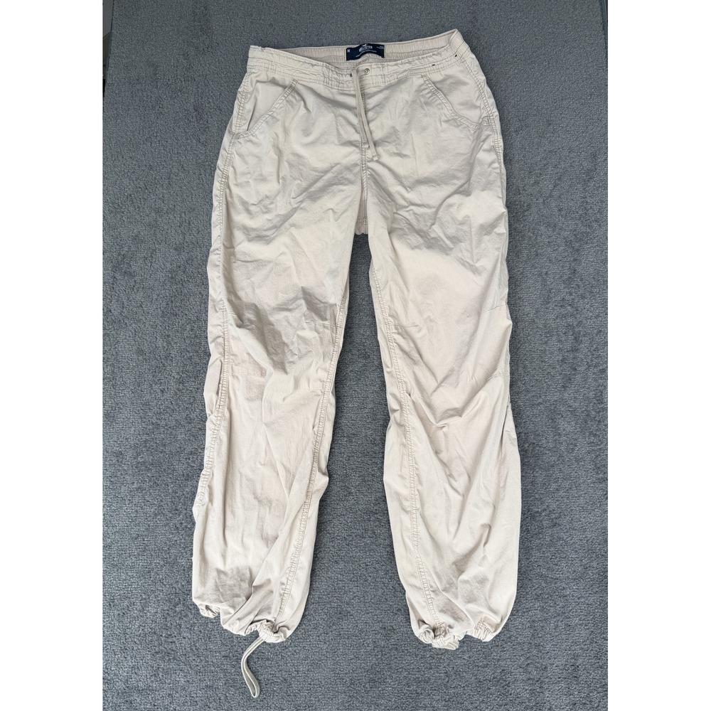 Hollister Ultra High-Rise Baggy Pants Tan Khaki Drawstring Cinch Hem Size M